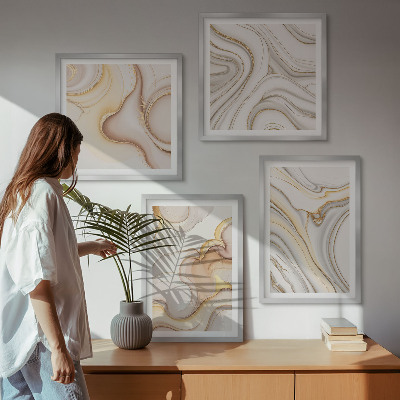 Set of 4 wall art pieces Linear abstract motifs