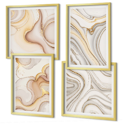 Set of 4 wall art pieces Linear abstract motifs