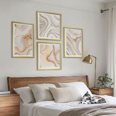 Set of 4 wall art pieces Linear abstract motifs