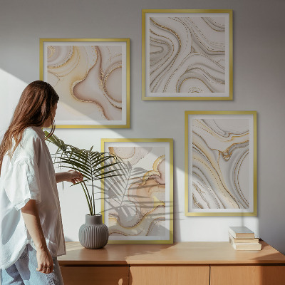 Set of 4 wall art pieces Linear abstract motifs