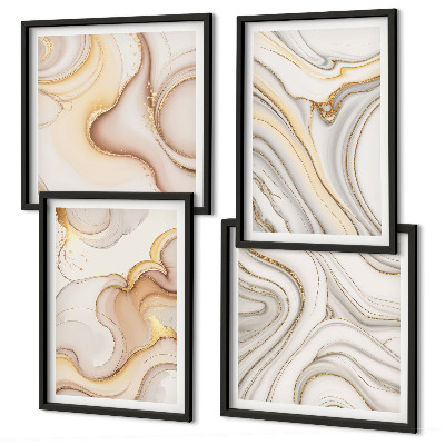 Set of 4 wall art pieces Linear abstract motifs