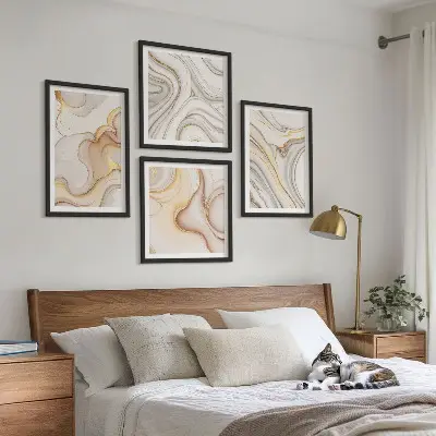 Linear abstract wall art set of 4 pieces
