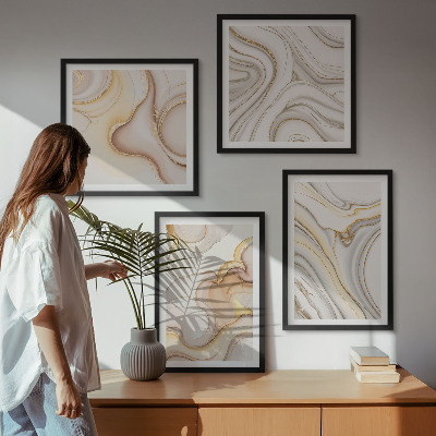 Set of 4 wall art pieces Linear abstract motifs