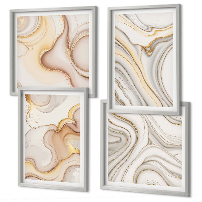 Set of 4 wall art pieces Linear abstract motifs
