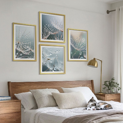 Multi-piece wall decor set Water drops on dandelion shoots