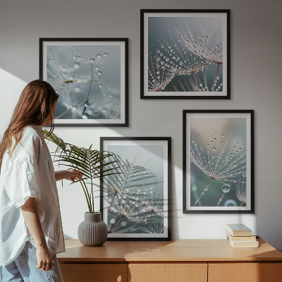 Multi-piece wall decor set Water drops on dandelion shoots