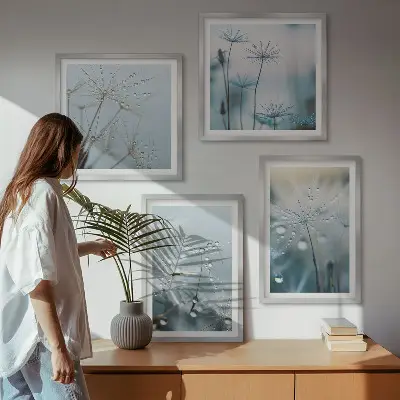Dewdrops on dandelions wall art set