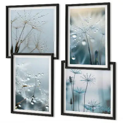 Dewdrops on dandelions wall art set
