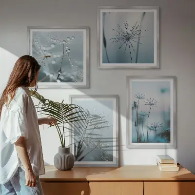 Dandelion water drops wall art set of 4 pieces
