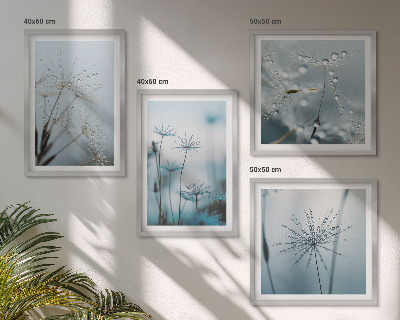 Set of 4 wall art pieces Dandelion water drops