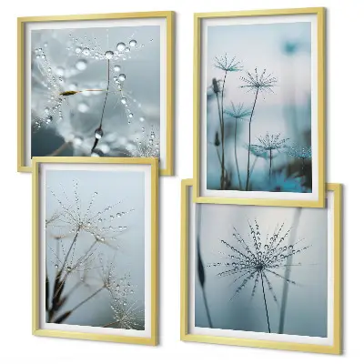 Dandelion water drops wall art set of 4 pieces