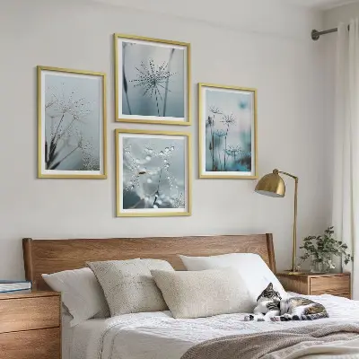Dandelion water drops wall art set of 4 pieces