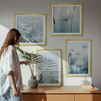 Dandelion water drops wall art set of 4 pieces