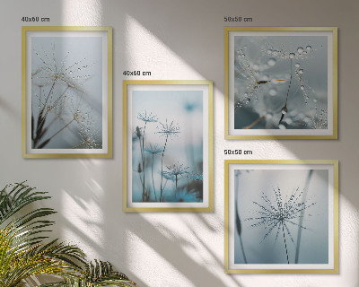 Set of 4 wall art pieces Dandelion water drops