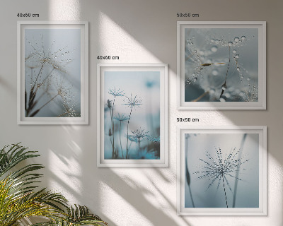 Set of 4 wall art pieces Dandelion water drops