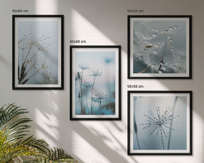 Set of 4 wall art pieces Dandelion water drops