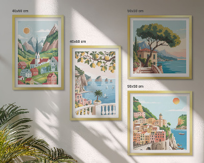 Multi-piece wall decor set Sea landscapes citrus fruits