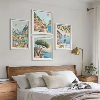 Multi-piece wall decor set sea landscapes and citrus fruits