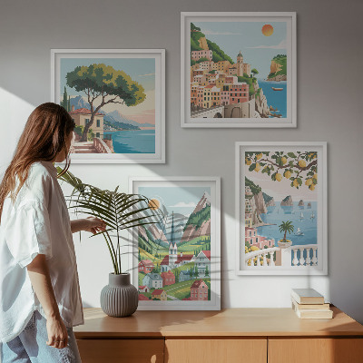 Multi-piece wall decor set Sea landscapes citrus fruits