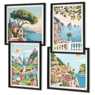 Multi-piece wall decor set sea landscapes and citrus fruits