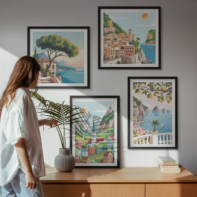 Multi-piece wall decor set Sea landscapes citrus fruits