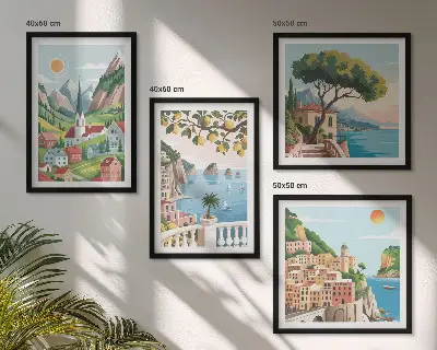 Multi-piece wall decor set sea landscapes and citrus fruits
