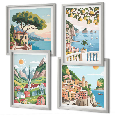 Multi-piece wall decor set Sea landscapes citrus fruits