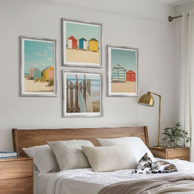 Multi-piece wall decor set Colorful houses beach sun