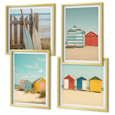 Multi-piece wall decor set Colorful houses beach sun