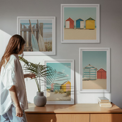 Multi-piece wall decor set Colorful houses beach sun
