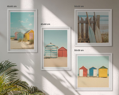 Multi-piece wall decor set Colorful houses beach sun