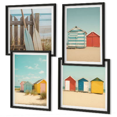 Multi-piece wall decor set Colorful houses beach sun