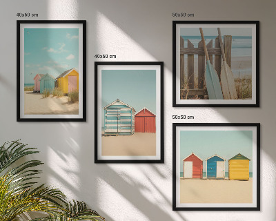Multi-piece wall decor set Colorful houses beach sun