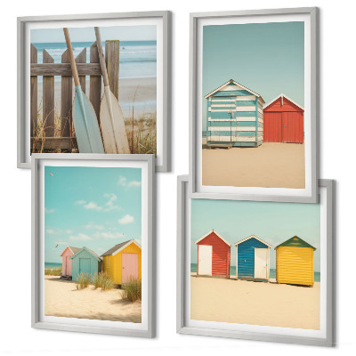 Multi-piece wall decor set Colorful houses beach sun
