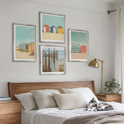 Wall art set Colorful beach houses