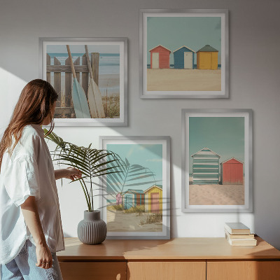 Wall art set Colorful beach houses