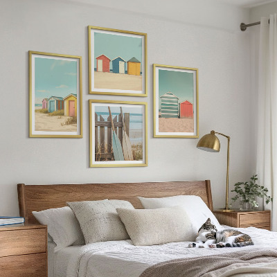Wall art set Colorful beach houses