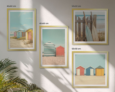 Wall art set Colorful beach houses