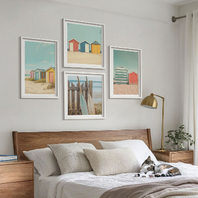 Wall art set Colorful beach houses