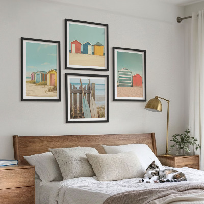 Wall art set Colorful beach houses