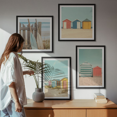 Wall art set Colorful beach houses