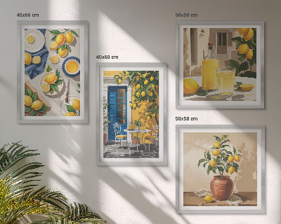 Set of 4 wall art pieces Lemon Garden with Drinks