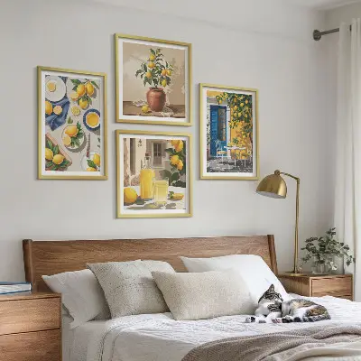 Lemon Garden with Drinks wall art set of 4 pieces