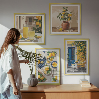 Set of 4 wall art pieces Lemon Garden with Drinks