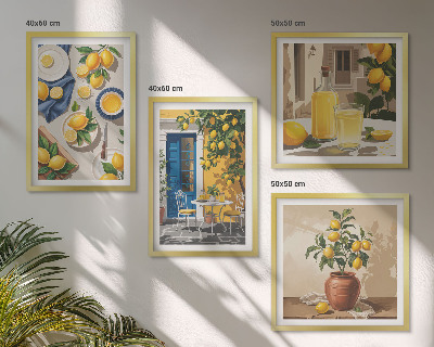 Set of 4 wall art pieces Lemon Garden with Drinks
