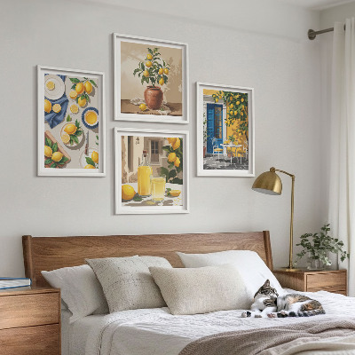 Set of 4 wall art pieces Lemon Garden with Drinks