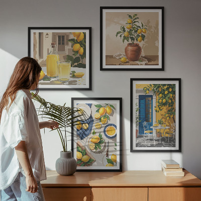 Set of 4 wall art pieces Lemon Garden with Drinks