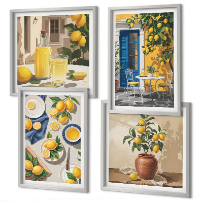 Set of 4 wall art pieces Lemon Garden with Drinks