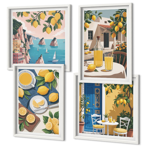 Set of 4 wall art pieces Patio Sun Lemonade