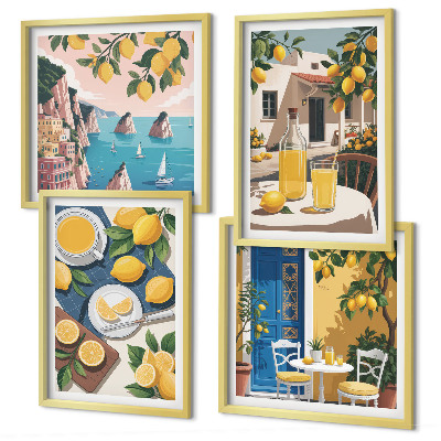 Set of 4 wall art pieces Patio Sun Lemonade